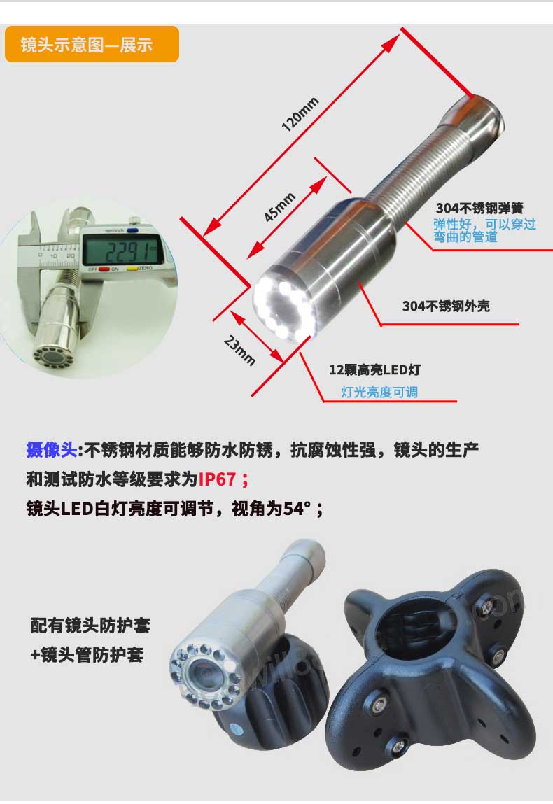 管道內窺鏡鏡頭示意圖